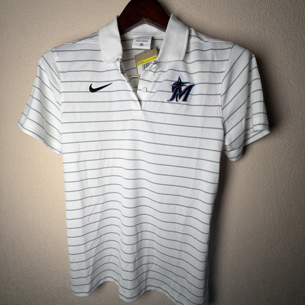 Nike Striped Miami Marlins‎ Authentic Collection Polo Size Small NWT
